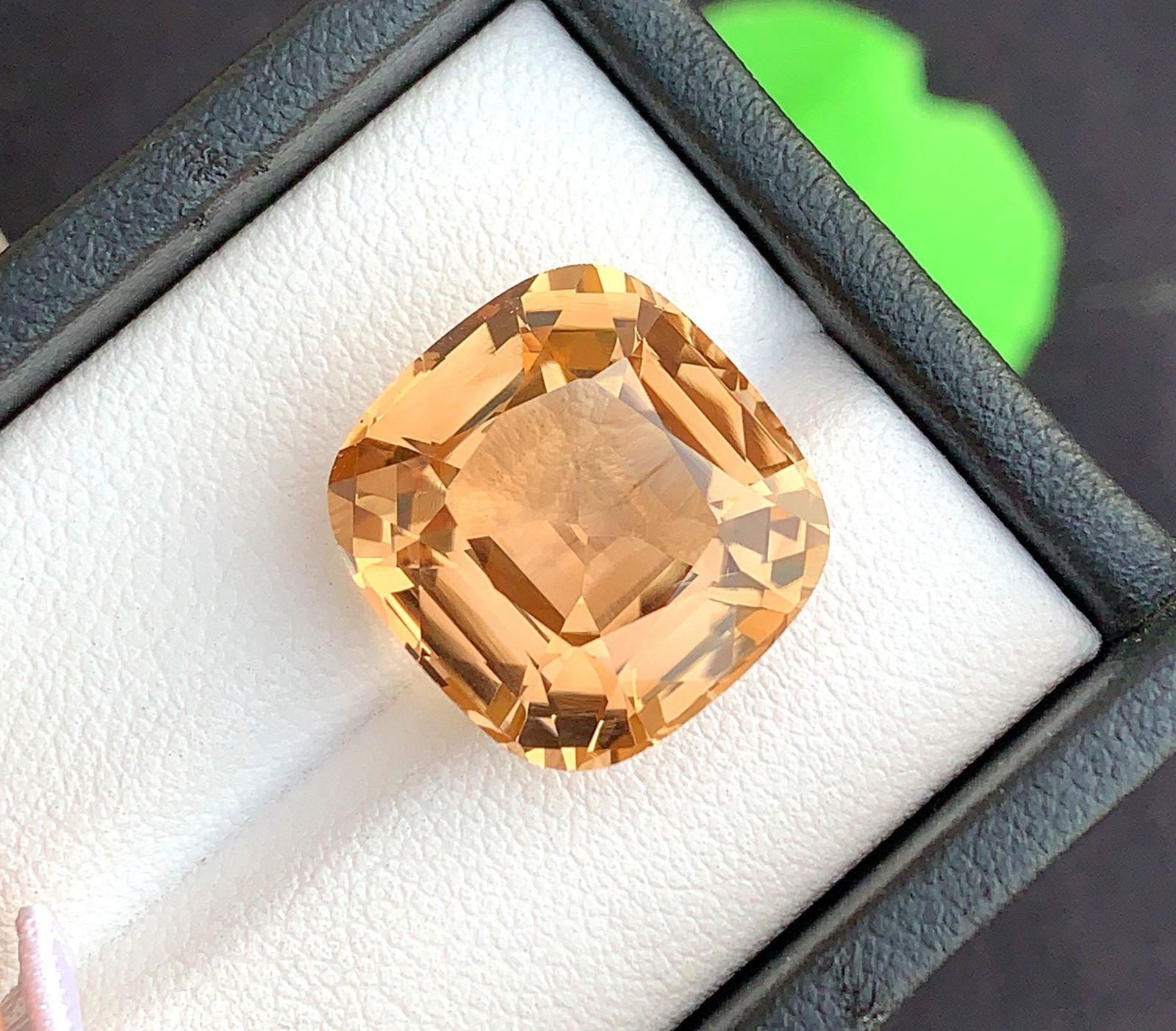 Natural Imperial Topaz Gemstone: 19.50 Carat Golden Cushion Cut - 4
