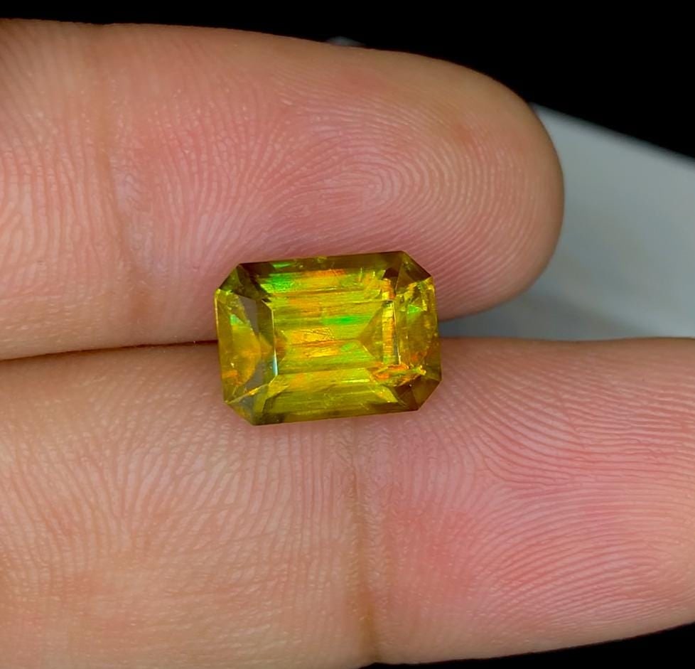 Lustrous Yellow Sphene Gemstone: Emerald Cut, June Birthstone, 6.20 Carat - 2