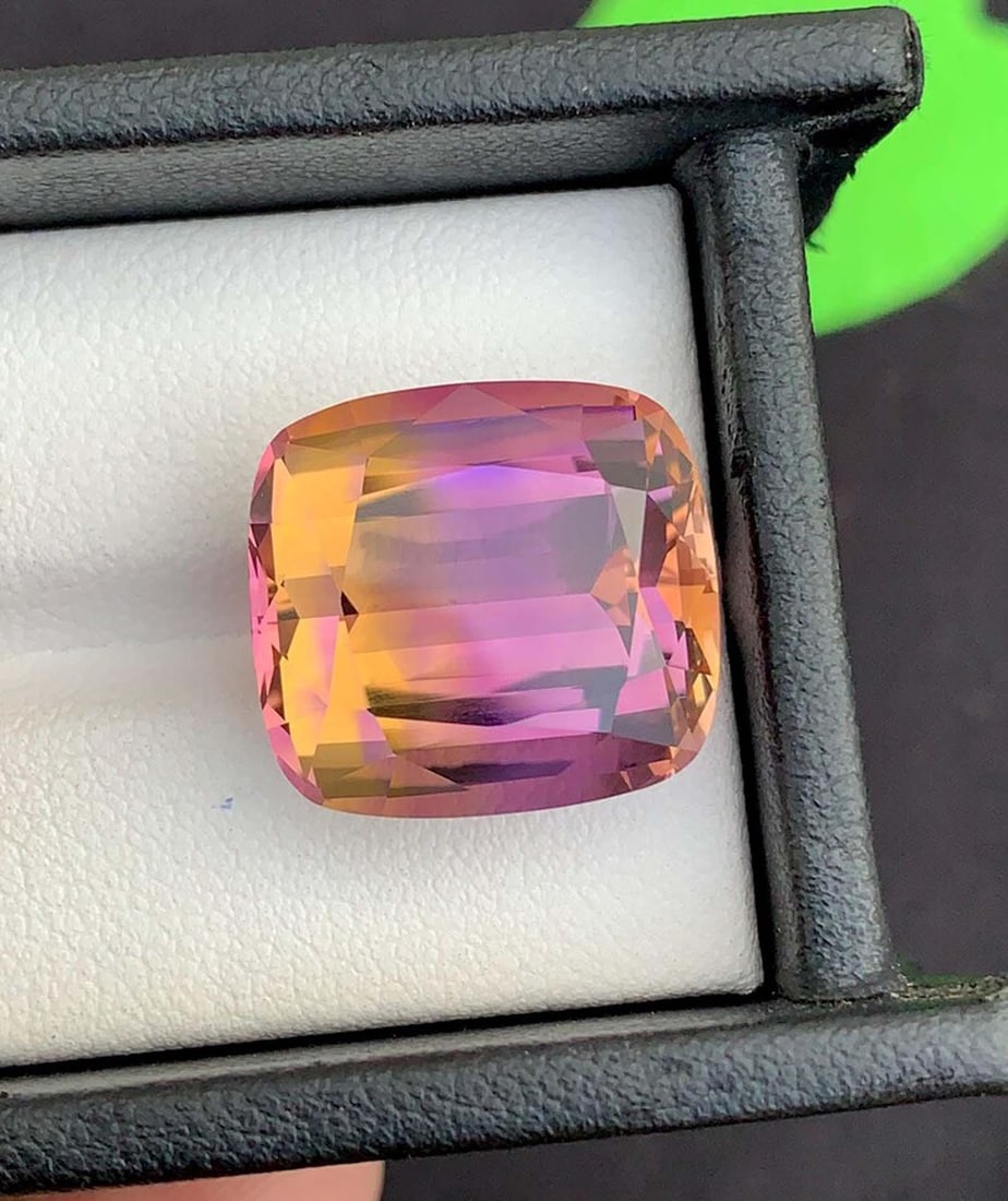 Cushion Cut Ametrine Gemstone: Royal Purple & Golden, 22 Carats - 2