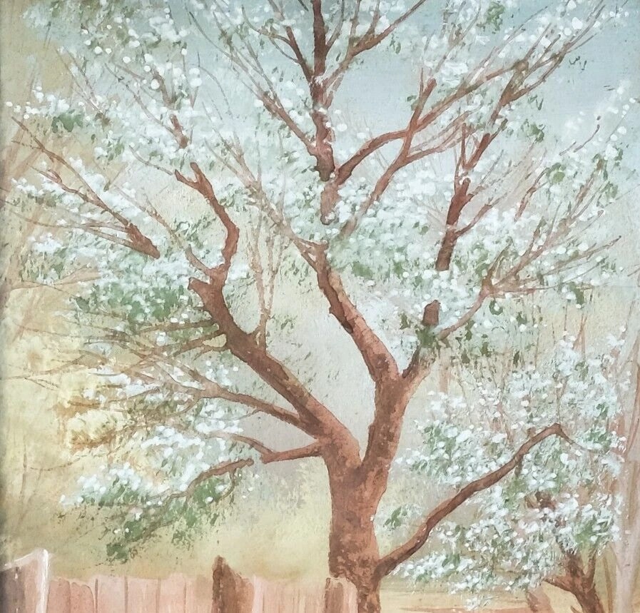 Landscape Path, Trees Painting Antique Russian Oil Original signed - 3