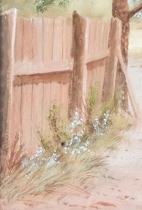 Landscape Path, Trees Painting Antique Russian Oil Original signed - 6