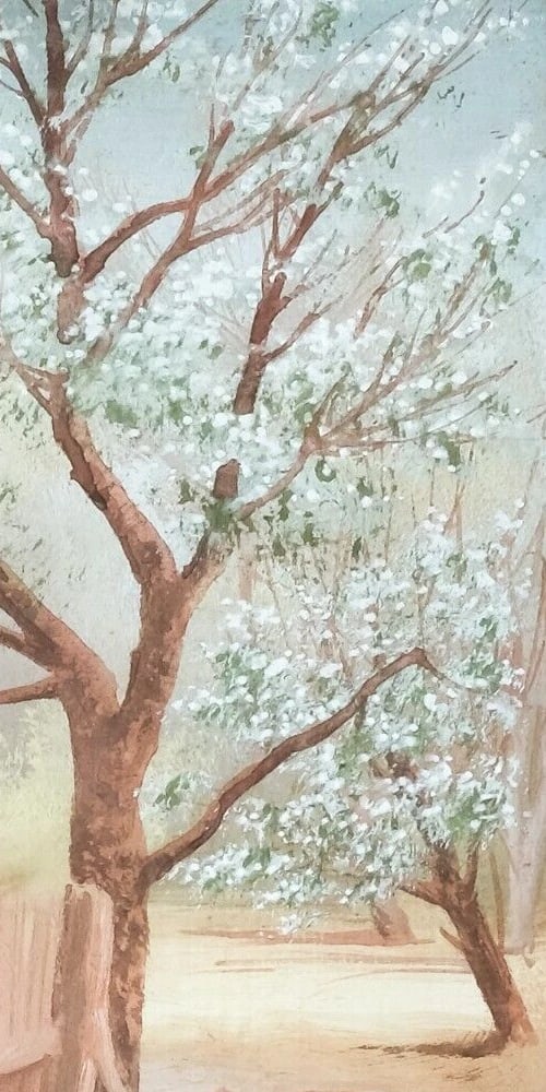 Landscape Path, Trees Painting Antique Russian Oil Original signed - 8