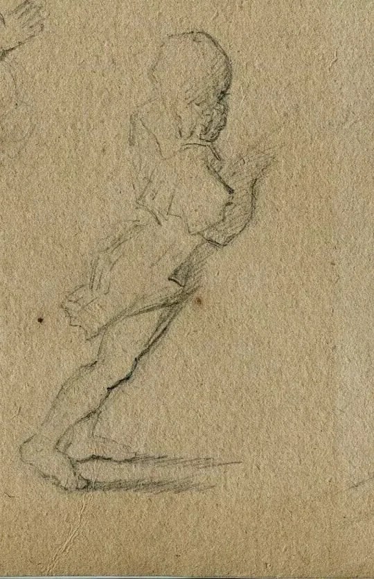 19th Portraits Genre Scene,People Sketch Antique Ink Drawing Artwork Original - 4