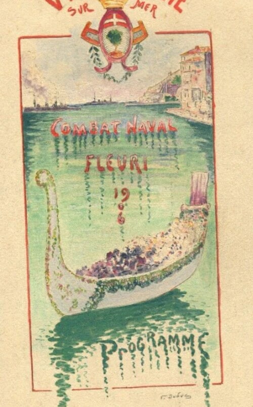 Antique Art Nouveau Original Drawing Menu Maritime Landscape Boat - 3