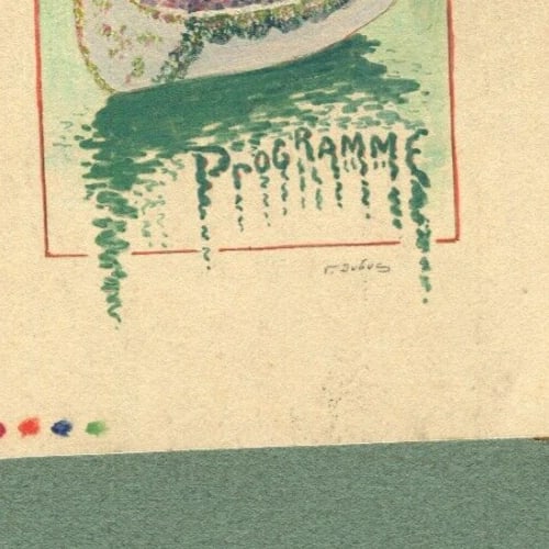 Antique Art Nouveau Original Drawing Menu Maritime Landscape Boat - 5