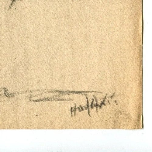 1901 Sketch, Tree Drawing Antique Pencil Original Art Nouveau, signed - 5