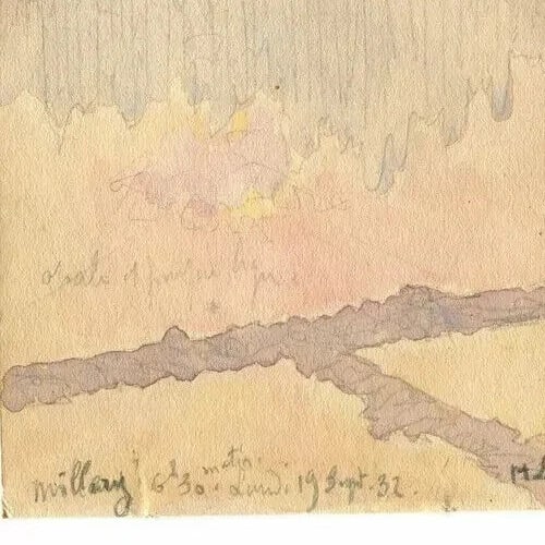 Sunset Landscape Artwork Drawing Vintage Original Impressionist - 6