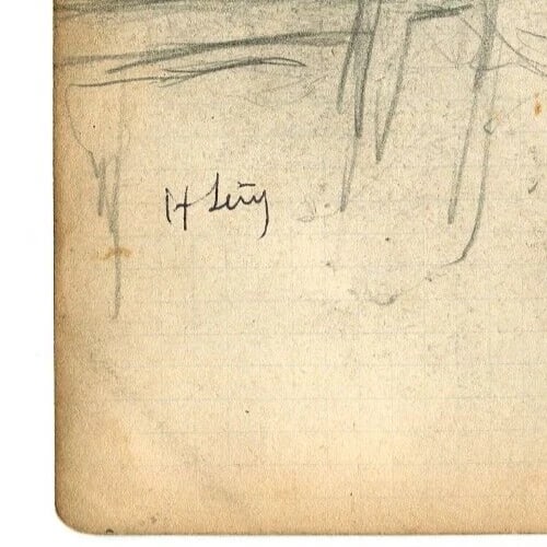 Vintage Pencil Drawing Original signed Men Portraits at a Bar Artwork - 6