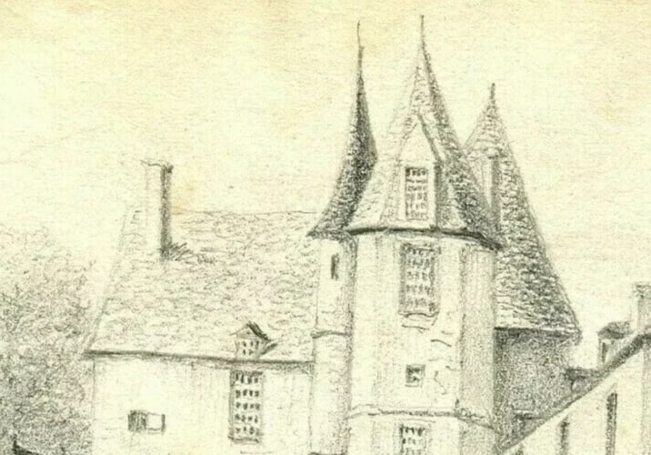 19th century Mortague Farm Drawing Landscape Antique Pencil Original - 7