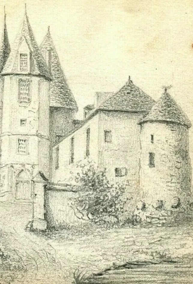 19th century Mortague Farm Drawing Landscape Antique Pencil Original - 8