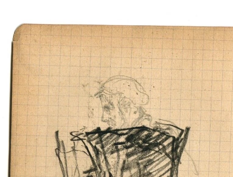 Two Elegant Women - Drawing Antique Pencil Original Artwork - 8