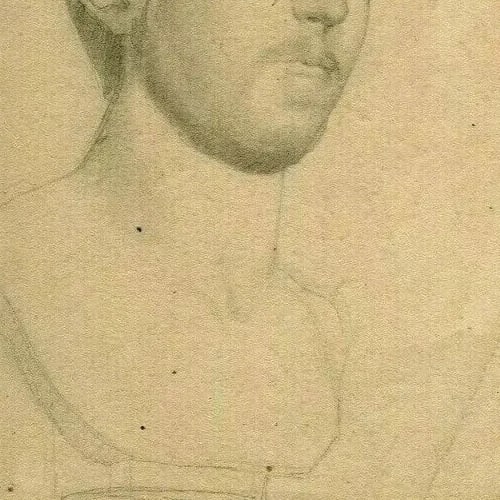 Man Sculpture Portrait - Drawing Antique Pencil Original Artwork - 4