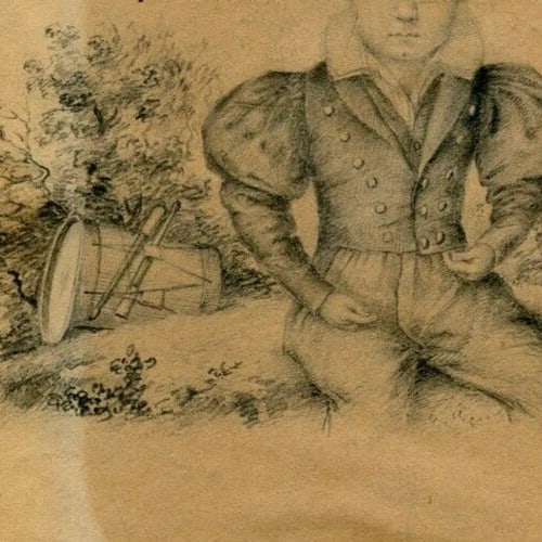 19th century Portrait, Young Boy, Landscape -Drawing Original Antique Pencil - 4