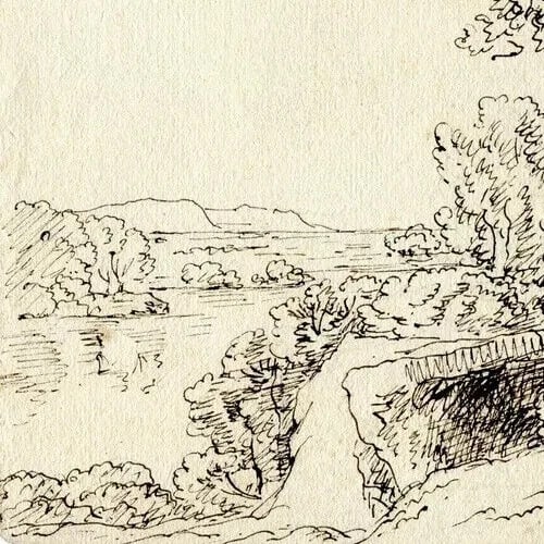 19th century Landscape, Collection Cachet Coutant-Hauguet Vintage Drawing Ink - 5