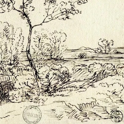 19th century Landscape, Collection Cachet Coutant-Hauguet Vintage Drawing Ink - 6