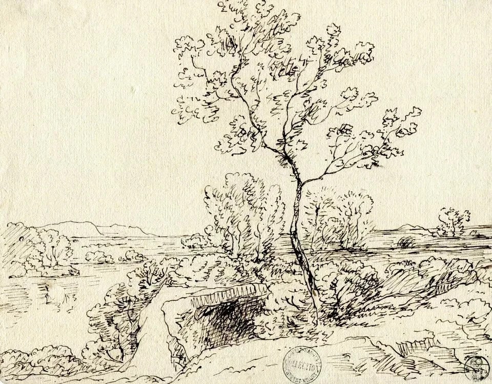 19th century Landscape, Collection Cachet Coutant-Hauguet Vintage Drawing Ink - 8