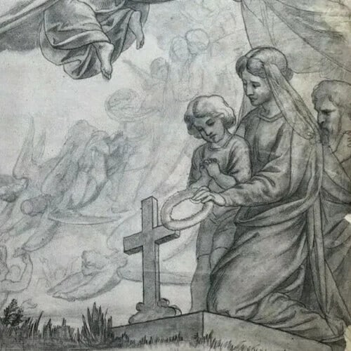 19th Religious, Jesus, Christ, Religious, Christianity Drawing Antique Original - 6