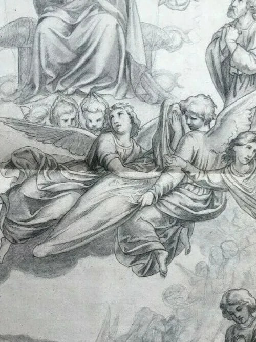 19th Religious, Jesus, Christ, Religious, Christianity Drawing Antique Original - 7