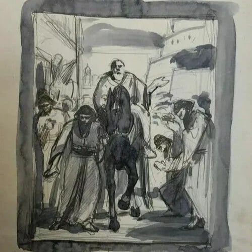 Man on Horse, Orientalist People Drawing Antique Ink Original Original: Drawing Original Man on Horse, Orientalist Figures Description: Ink on paper 29.5 x 20 cm stains, folds Reserve: $40.00 Shipping: Domestic: Flat-rate of $22.00 to anywhere within the contigu