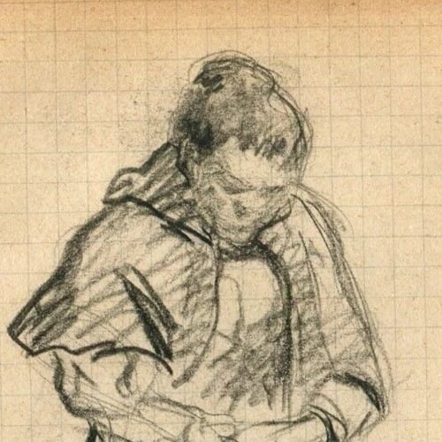 Vintage Pencil Drawing Original signed Woman Portrait, Figure - 4