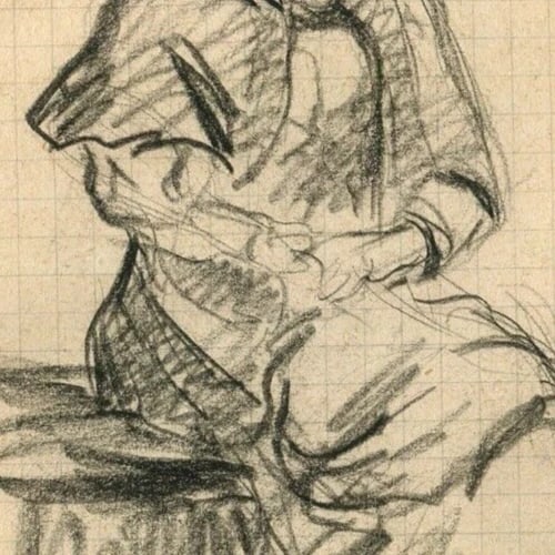 Vintage Pencil Drawing Original signed Woman Portrait, Figure - 6