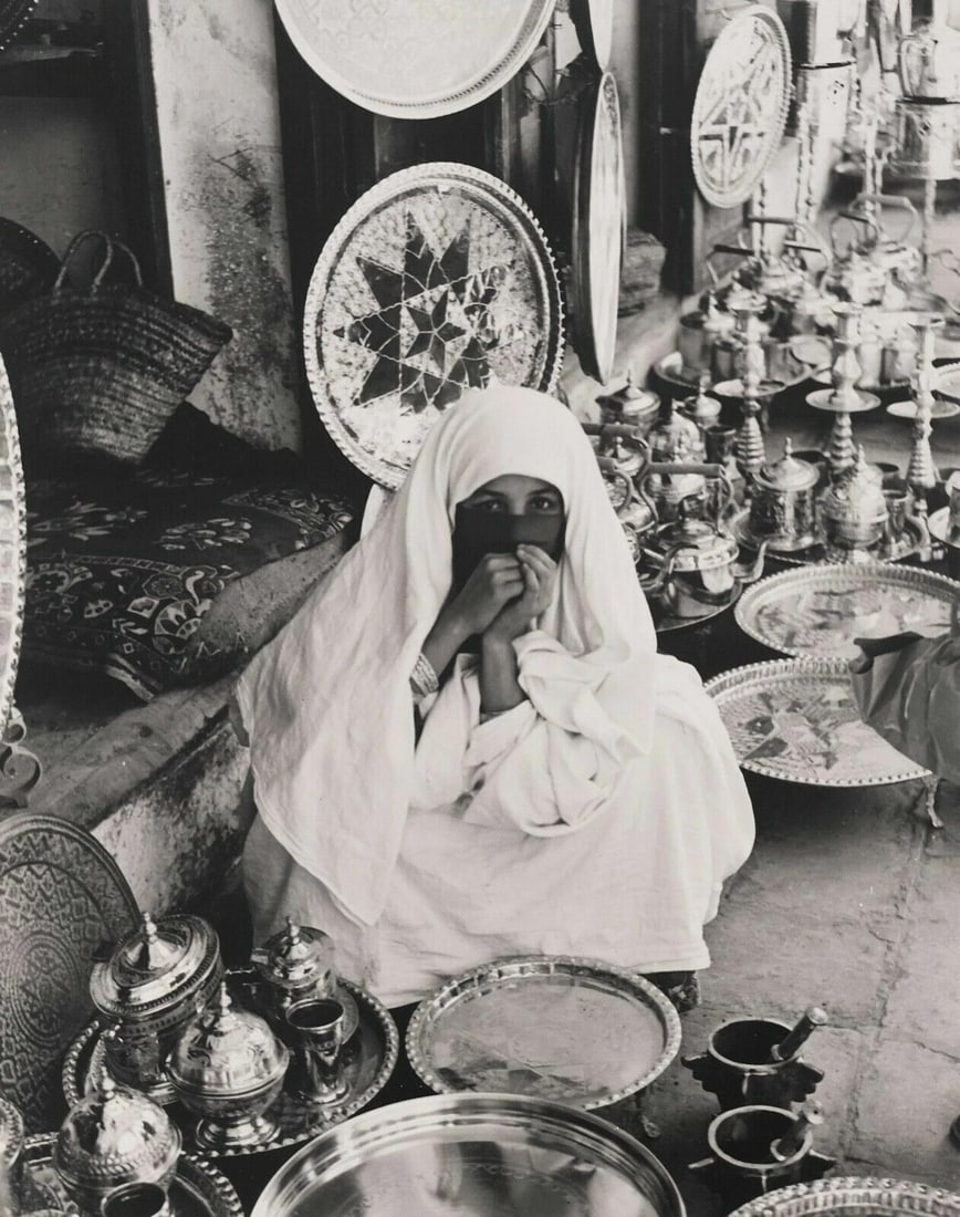 Vintage Photographs BERNARD ROUGET Moroccan Veiled Woman at Market c.1955: Photographs BERNARD ROUGET Moroccan Veiled Woman at Market c.1955 Description: Gelatin silver print 29 x 24 cm Reserve: $100.00 Shipping: Domestic: Flat-rate of $22.00 to anywhere within the