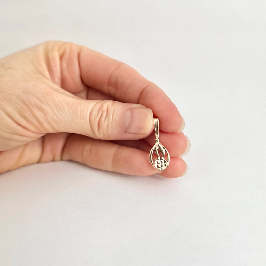 Vintage Teardrop Necklace Pendant Charm 14K Pink Rose Gold, 1.18 Grams - 3