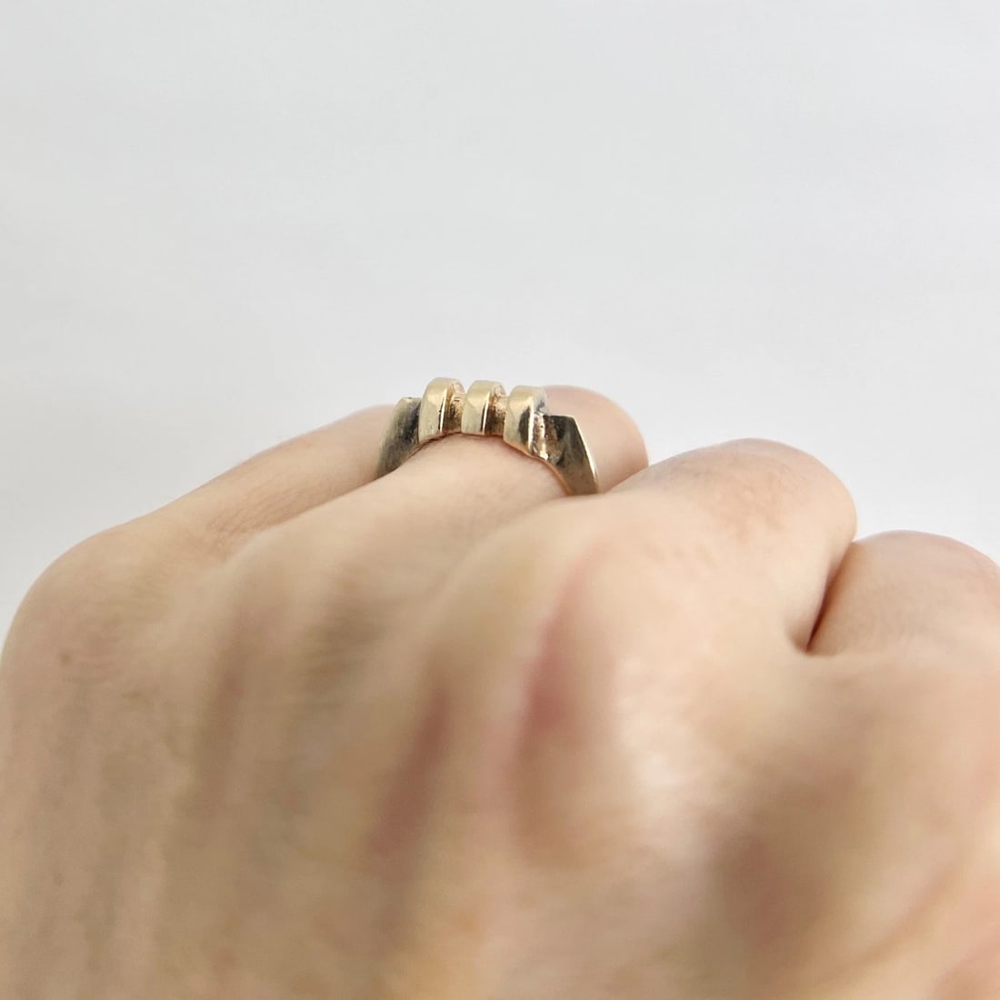 Vintage 1940's Retro Ribbed Gold Ring 14K Gold, 2.77 Grams - 4