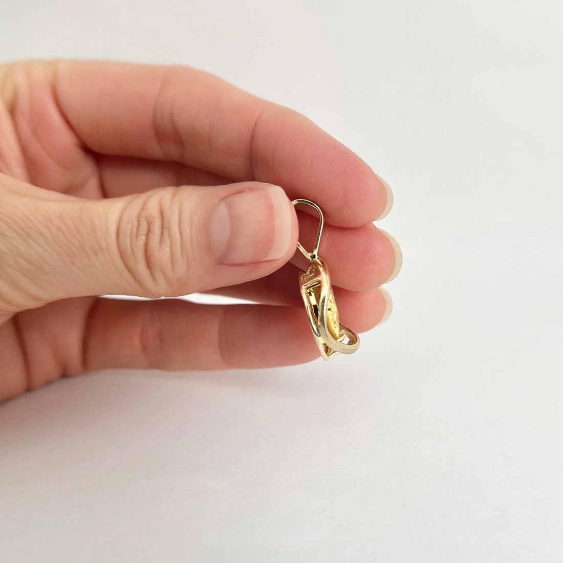 Vintage Asymmetrical Gold Nugget Charm Necklace Pendant 14K Yellow Gold, 3.43 Gr - 4