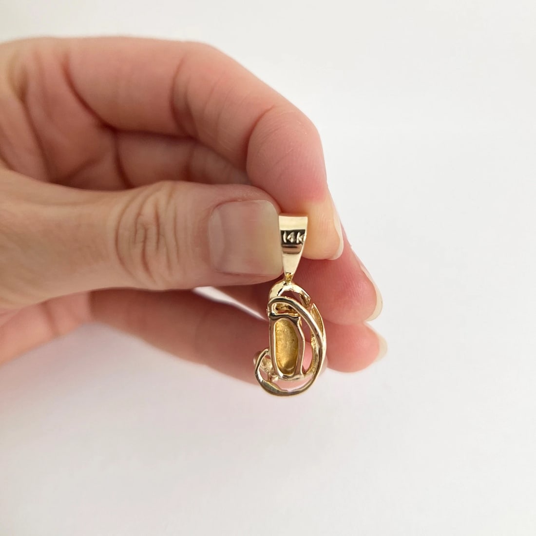 Vintage Asymmetrical Gold Nugget Charm Necklace Pendant 14K Yellow Gold, 3.43 Gr - 6