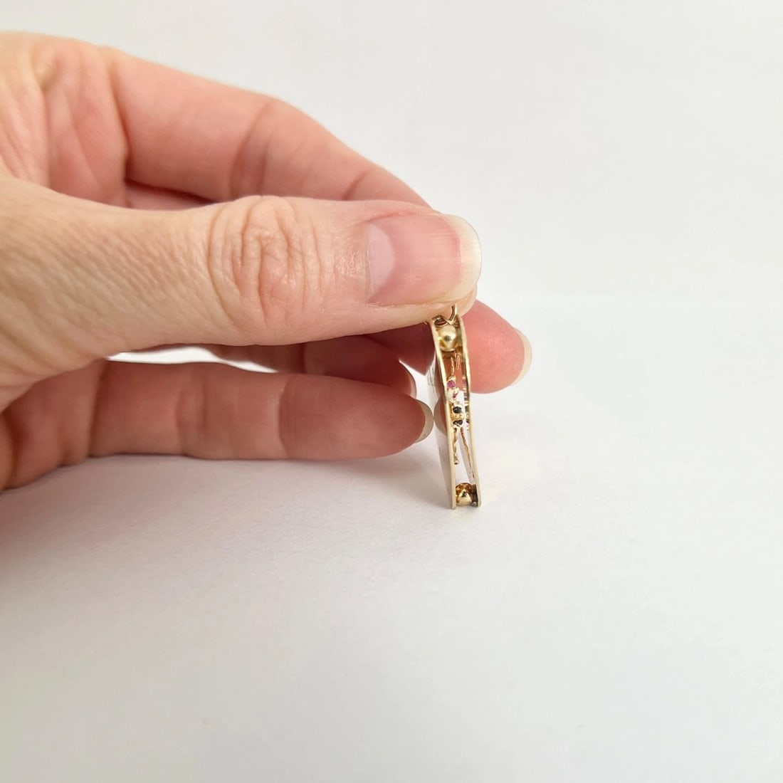 Vintage 1950's Sapphire Ruby Fluted Heart Charm Pendant 14K Yellow Gold, 5.73 Gr - 4