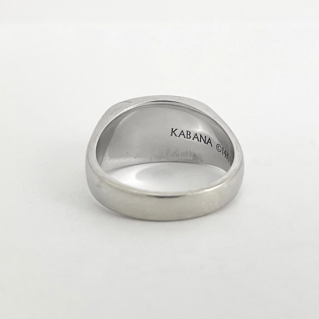 Vintage 1970's Men's Black Onyx Signet Ring 14K White Gold, Size 10.75, 12.78 Gr - 6