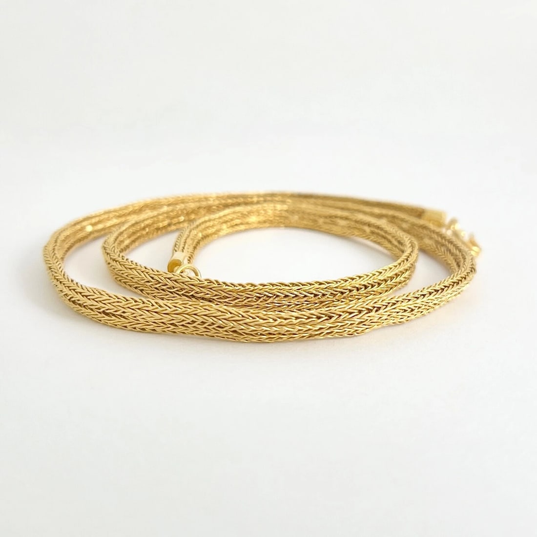 Vintage Woven Wheat Franco Chain Necklace 22K Yellow Gold, 20.5 Inches, 46.82 Gr - 5