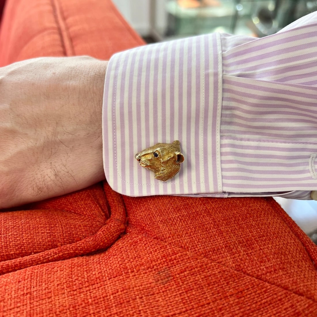 Vintage Bull Bear Ruby Sapphire Animal Cufflinks 18K 14K Yellow Gold, 26.39 Gram - 10