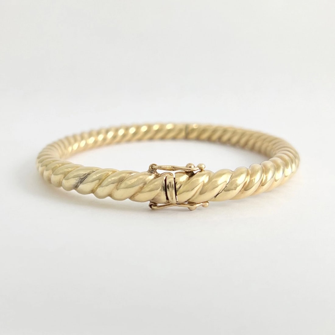 Vintage Italian Twisted Rope Bangle Bracelet 14K Yellow Gold, 32.36 Grams - 7