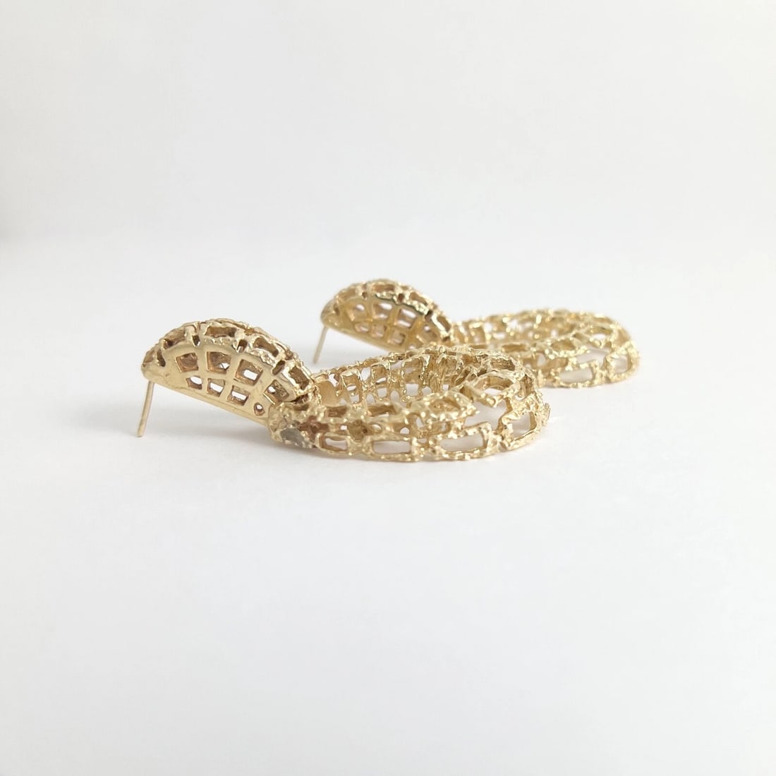 Vintage 1970's Oval Filigree Loop Dangle Drop Earrings 14K Yellow Gold, 19.65 Gr - 5