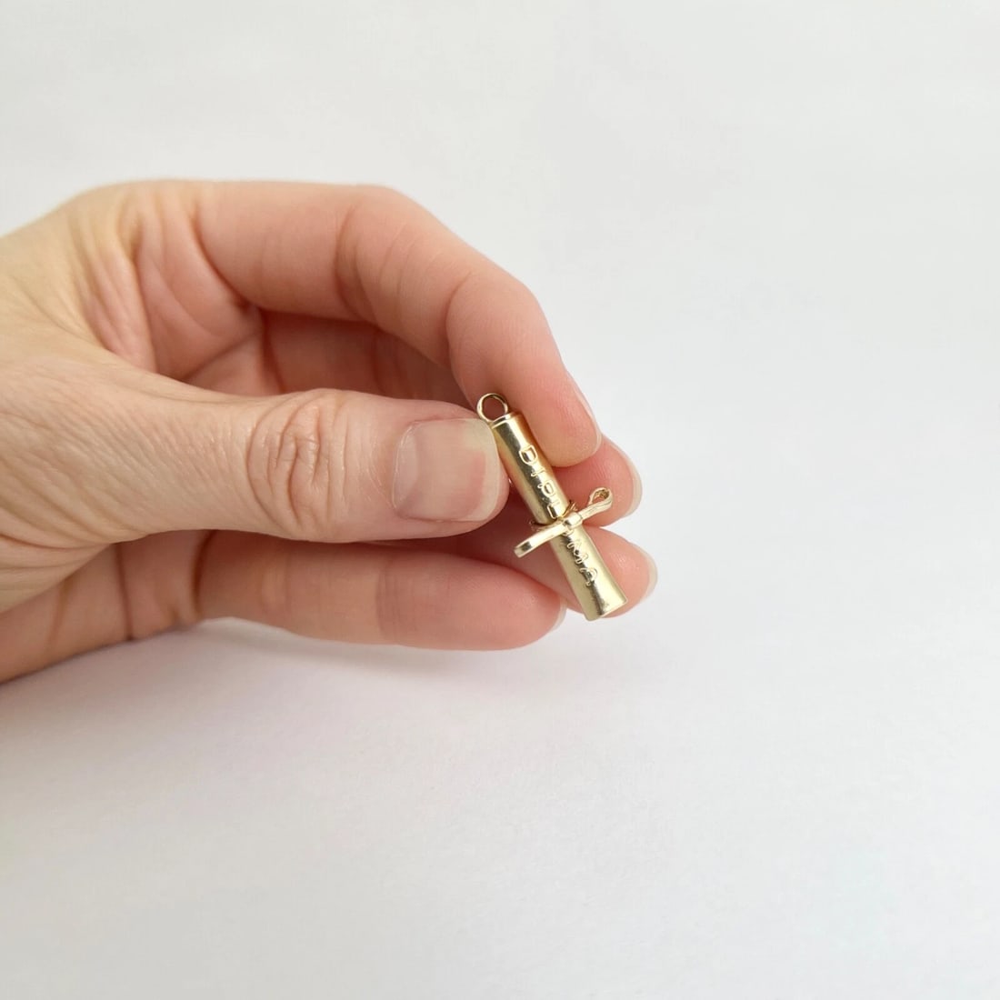 Vintage Diploma Graduation Charm Pendant 14K Yellow Gold, 2.47 Grams - 3