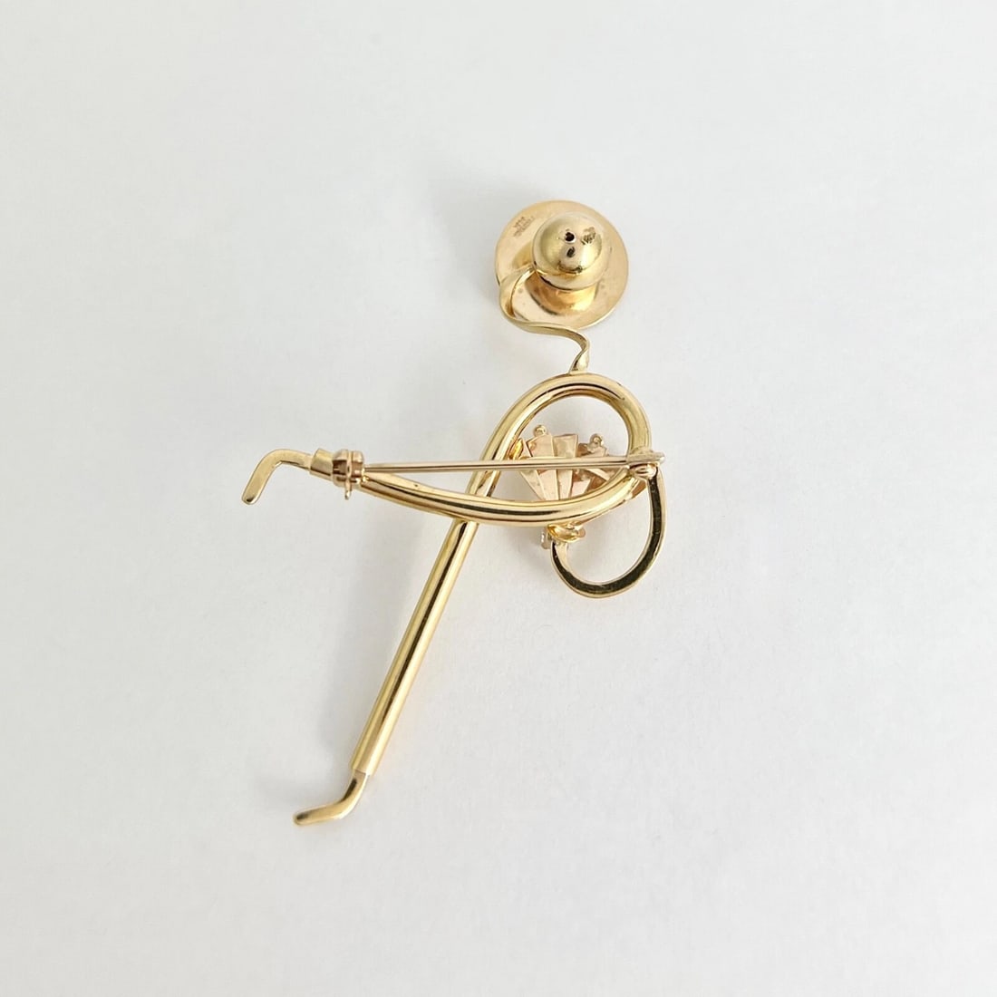Vintage 1930's 1940's Forstner Asymmetrical Brooch Pin 14K Yellow Gold, 6.20 Gr - 9
