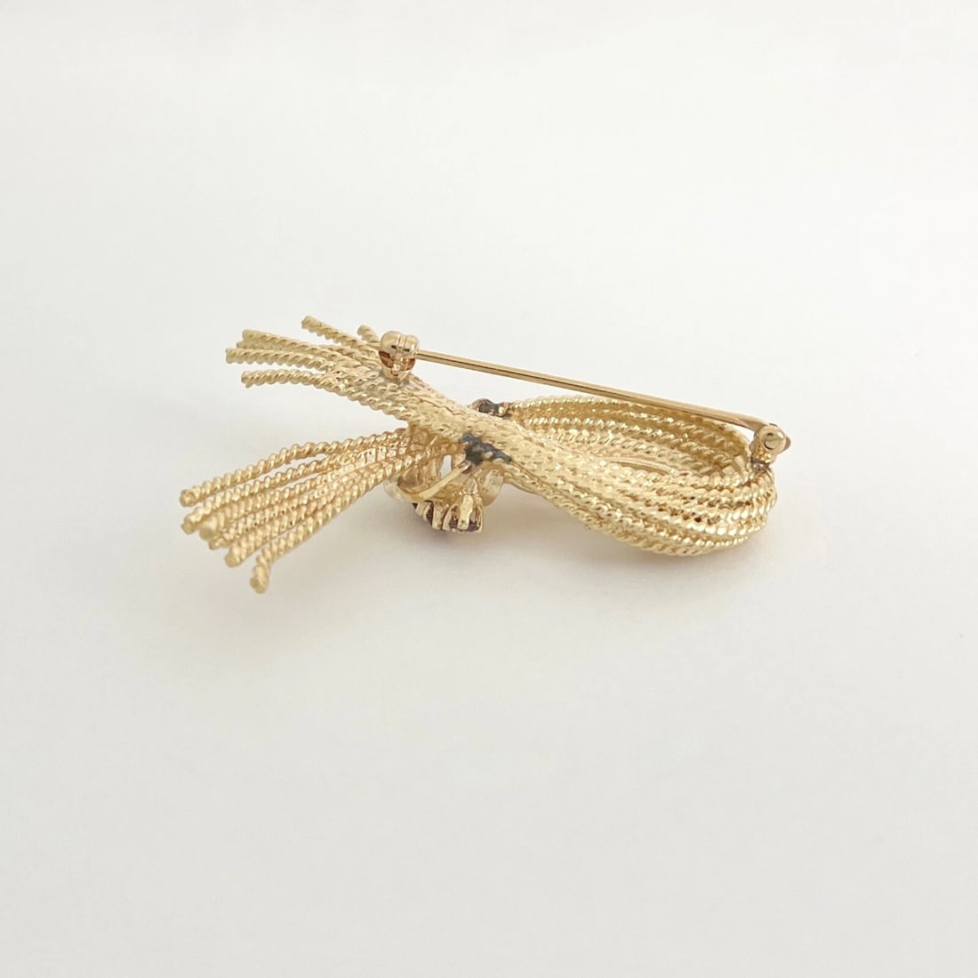 Vintage 1950's Rhodolite Garnet Ribbon Brooch Pin 12K Yellow Gold, 8.97 Grams - 6