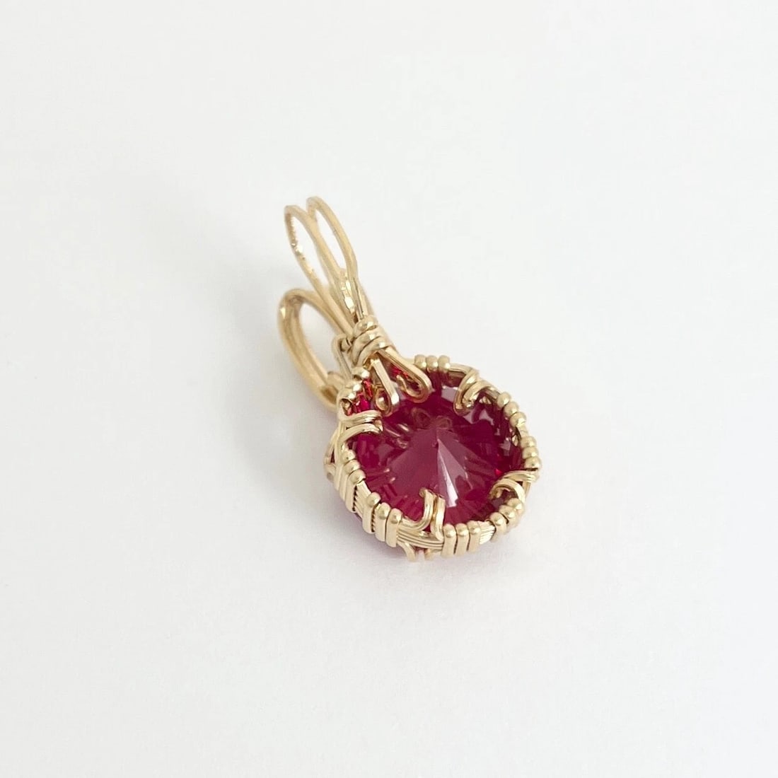 Vintage 1960's Red Gemstone Pendant 10K Yellow Gold, 4.78 Grams - 7