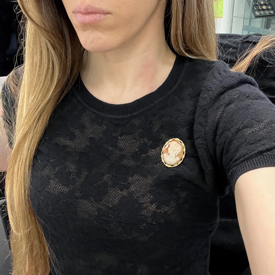 Antique 1920's Italian Cameo Pendant Brooch Pin 18K Yellow Gold, 7.57 Grams - 4