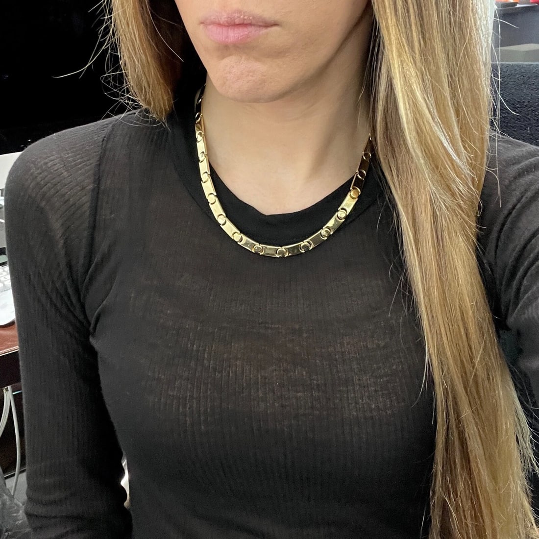 Vintage Italian Flat Circle Chain Link Necklace 14K Yellow Gold, 28.04 Grams - 3