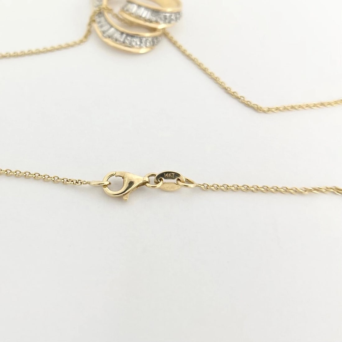 Vintage Baguette Half Diamond Heart Pendant Necklace 14K Yellow Gold, 6.20 Grams - 9