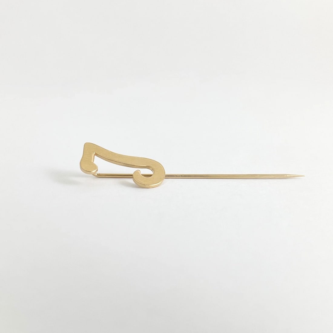 Vintage 1980's Letter T Initial Lapel Stick Pin 14K Yellow Gold, 1.35 Grams - 8