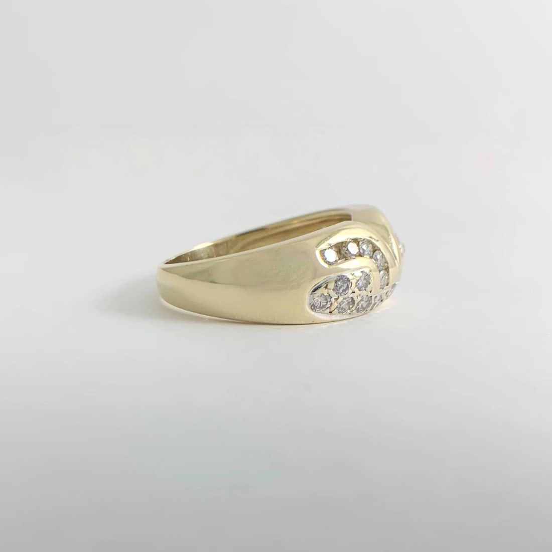 Vintage Diamond Geometric Band Statement Ring 14K Yellow Gold, .58 CTW, 6.60 Gr - 6