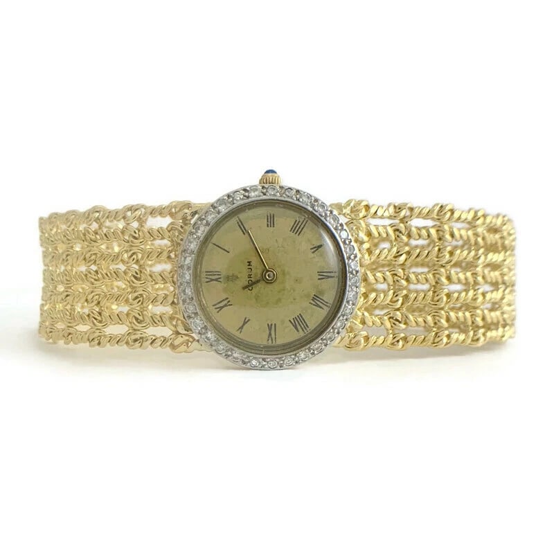 Vintage Corum Diamond Bezel Watch 18K Yellow Gold, 24 mm, .32 CTW, 46.90 Gr (1 of 12)