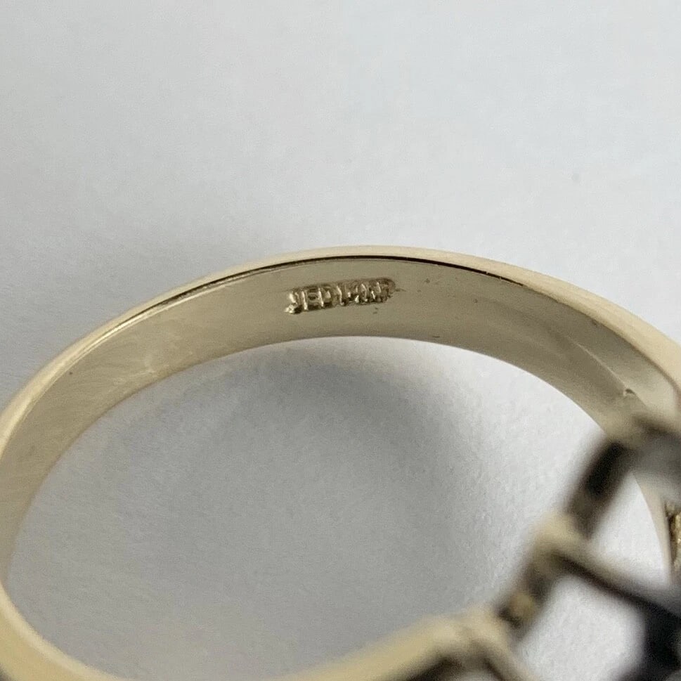 Vintage Diamond Cluster Two-Tone Statement Ring 14K Yellow White Gold, 4.18 Gram - 10