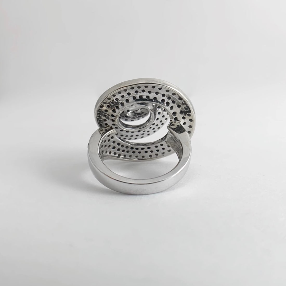 Vintage Black White Diamond Swirl Cocktail Ring 14K White Gold 2.80 CTW 14.05 Gr - 9