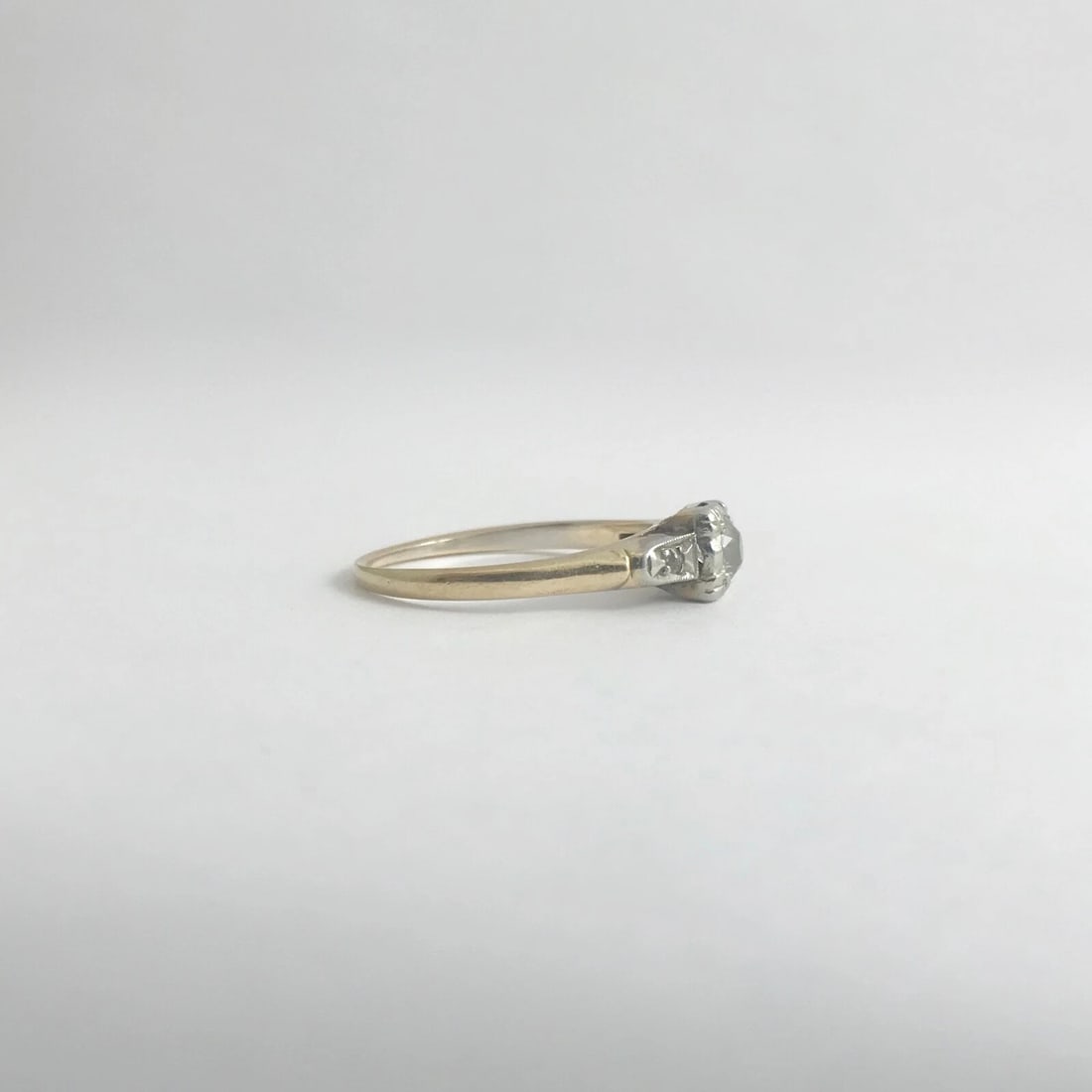 Vintage 1930's European Cut Diamond Engagement Ring 14K Yellow White Gold 1.78 G - 10