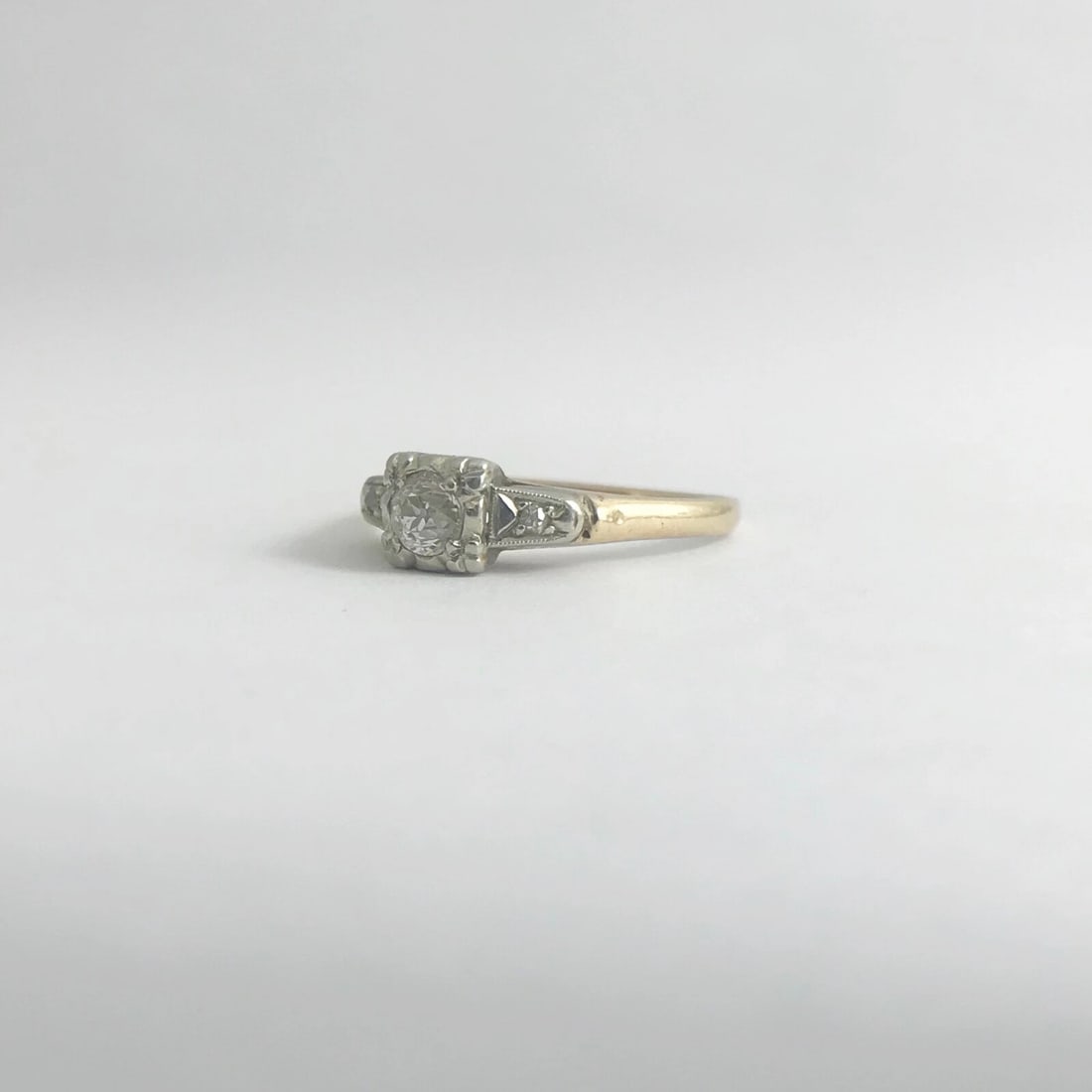 Vintage 1930's European Cut Diamond Engagement Ring 14K Yellow White Gold 1.78 G - 12